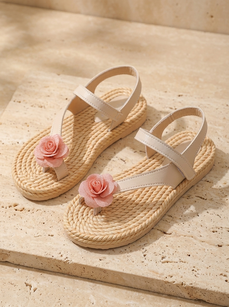Floral toe-post flat sandals - Zentava campaign