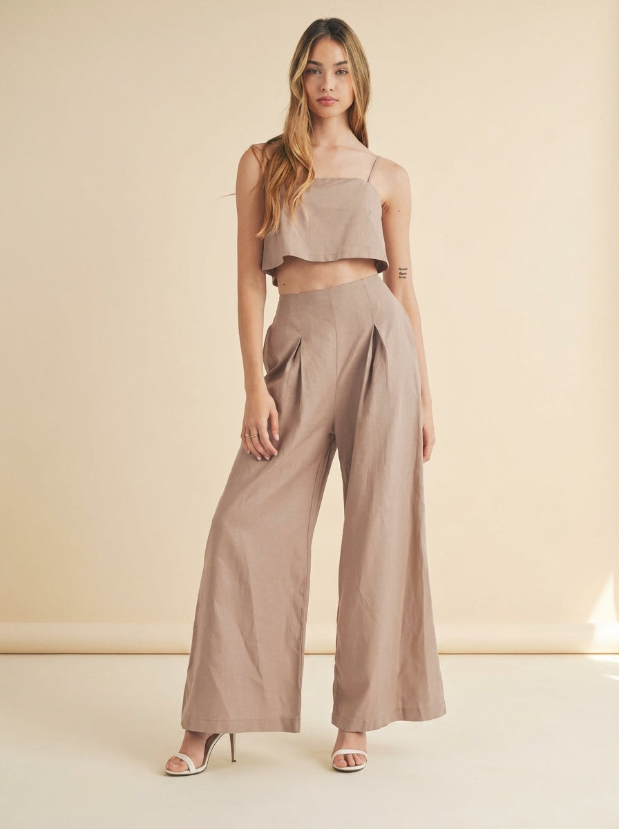 Linen cami and wide-leg trouser set - Zentava campaign