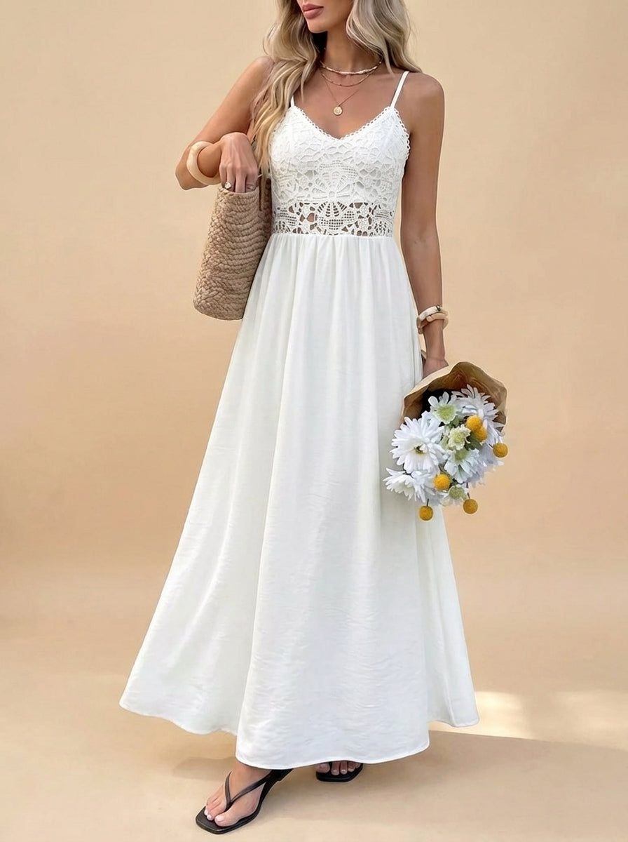 Lace-trim V-neck maxi dress - Zentava campaign